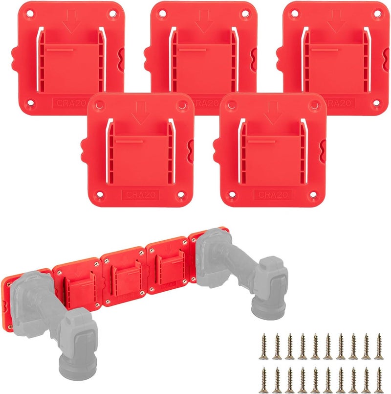 Crivnhar Tool Drill Mount Holder Compatible for Craftsman 20V Li-ion Drills, Heavy Duty ABS Tools Wall Dock Hanger for Garage, Workshop, Work Truck, 20 Screws, 5 Packs (No Tool) - Image 1